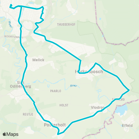 Arriva Roermond via Posterholt - Roermond. map