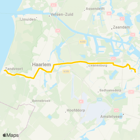 Connexxion Zandvoort Centrum - Amsterdam Elandsgracht map