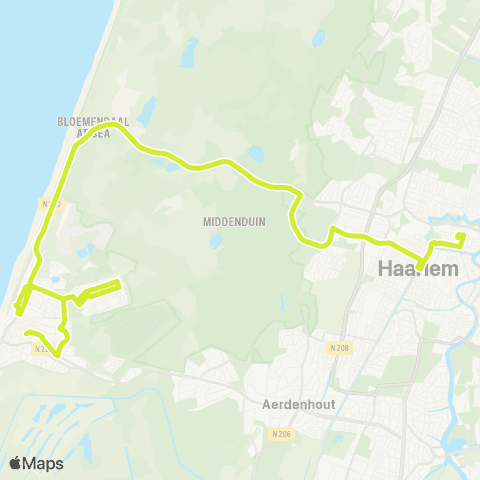 Connexxion Haarlem Station - Zandvoort Centrum map