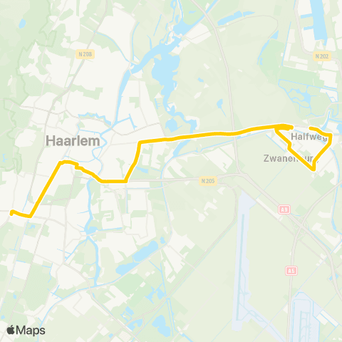 Connexxion Zwanenburg Kinheim - Aerdenhout Boekenroodeweg map