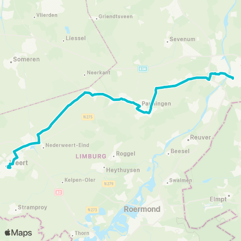 Arriva Venlo via Meijel - Weert map