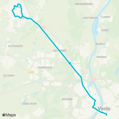 Arriva Venlo via Greenport - Horst map
