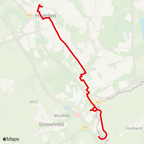 Arriva Heerlen via Parkstad Stadion - Avantis map