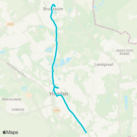 Arriva Brunssum via Heerlen - Parkstad Stadion map