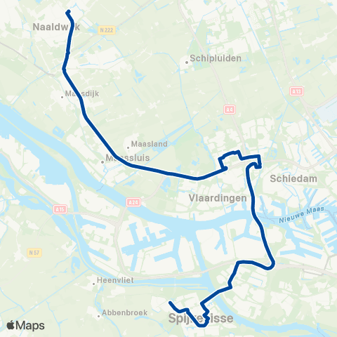 EBS Spijkenisse via Schiedam - Honselersdijk map