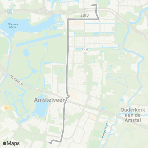 Connexxion Amstelveen Poortwachter - Amsterdam Station Zuid map