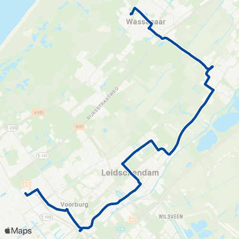 EBS Den Haag Centraal via Voorschoten - Wassenaar map