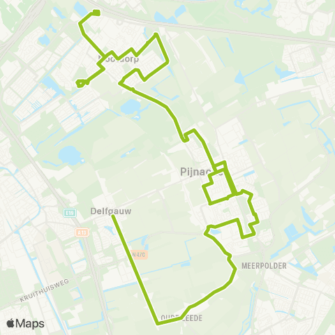 EBS Delfgauw via Pijnacker - Den Haag Ypenburg map