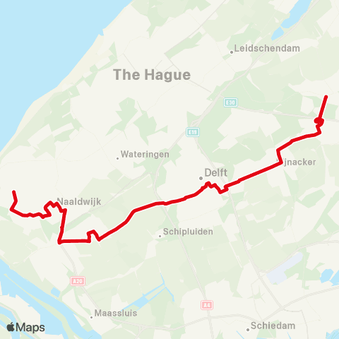 R-net 's-Gravenzande via Naaldwijk en Delft - Zoetermeer map