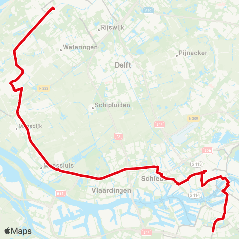 R-net Den Haag Leyenburg via Naaldwijk - Schiedam map
