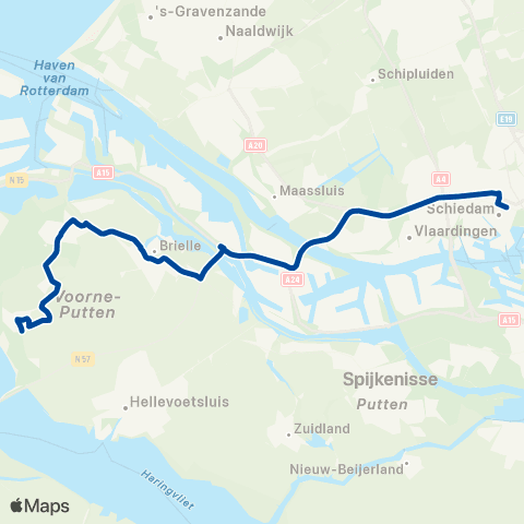 EBS Rockanje via Brielle - Schiedam Centrum map