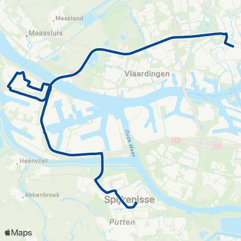 EBS Schiedam via Rozenburg - Spijkenisse map