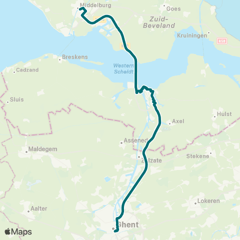 Connexxion Middelburg - Terneuzen - Gent map