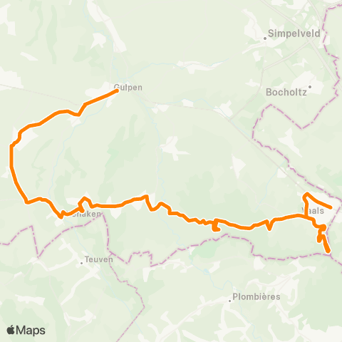 Arriva Gulpen via Epen en Drielandenpunt - Vaals map