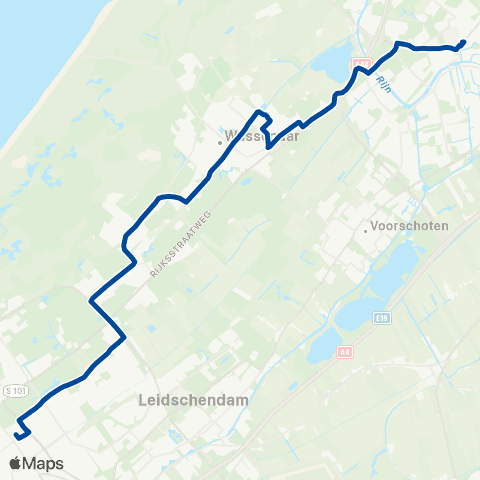 EBS Den Haag Centraal via Wassenaar - Leiden Centraal map