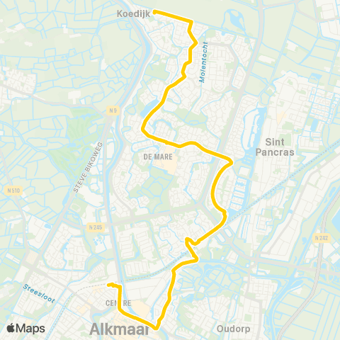 Connexxion Alkmaar Station - Rietschoot via Vroonermeer map