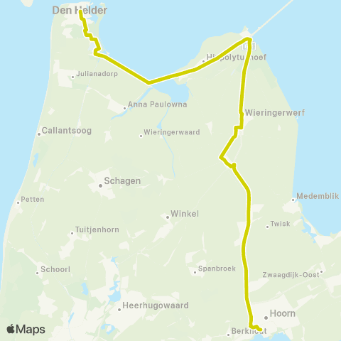 Connexxion Hoorn Station - Den Helder Station via Den Oever map