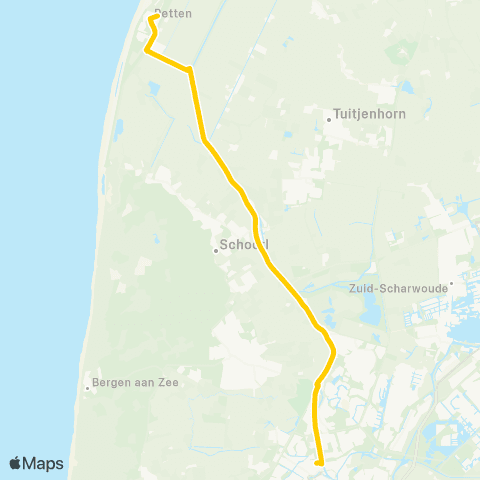 Connexxion Alkmaar Station - Petten [Sneldienst] map