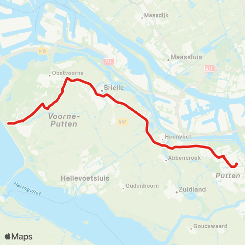EBS Rockanje strand via Brielle - Spijkenisse map