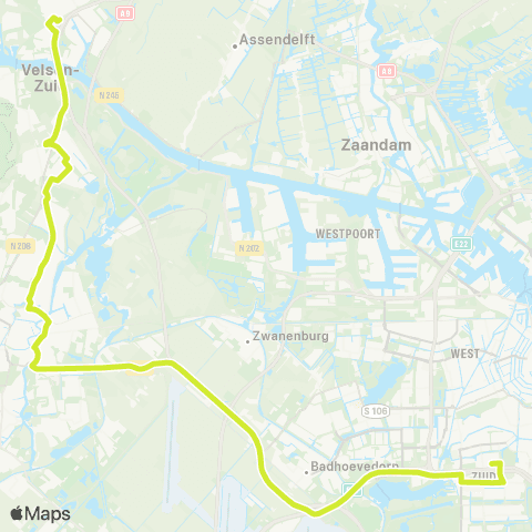 Connexxion Beverwijk Station - Amsterdam Station Zuid map