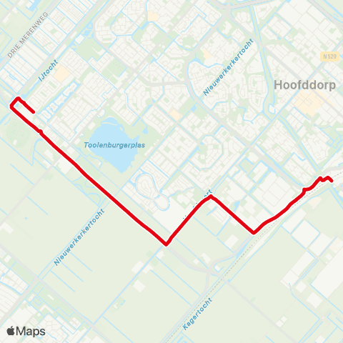 R-net Hoofddorp Station - Hoofddorp Floriande Zuidoost map