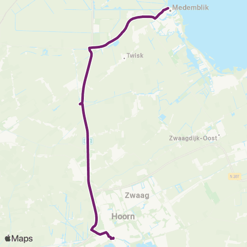 Connexxion Hoorn Station - Medemblik Busstation [Sneldienst] map