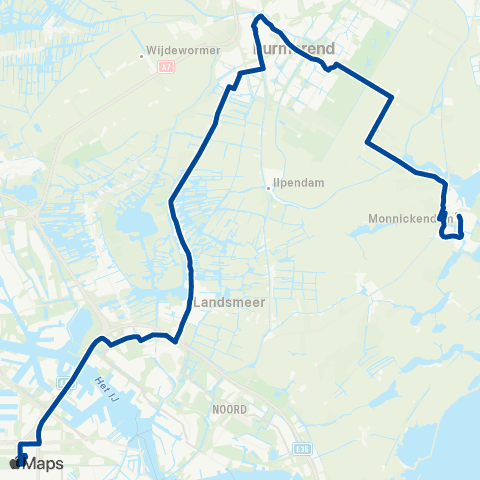 MeerPlus Monnickendam via Purmerend - Amsterdam Sloterdijk map