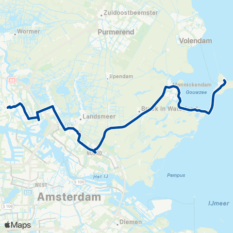 MeerPlus Zaandam via Amsterdam Noord - Marken map