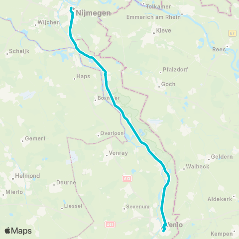 Arriva Nijmegen - Venlo map