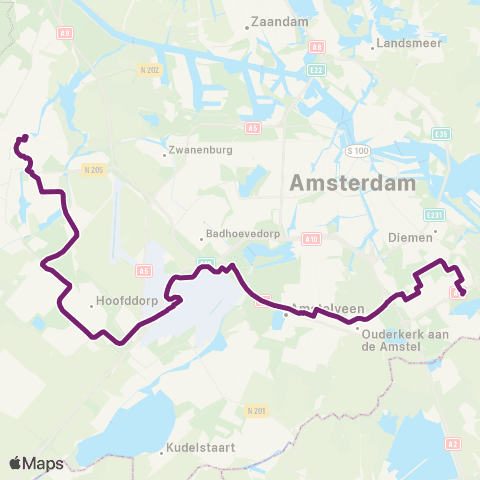 Connexxion Haarlem Station - Amsterdam Bijlmer ArenA map