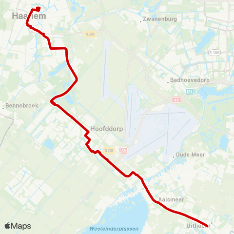 Connexxion Haarlem Station - Uithoorn Busstation map