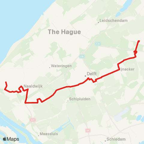 EBS 's-Gravenzande via Naaldwijk en Delft - Zoetermeer map