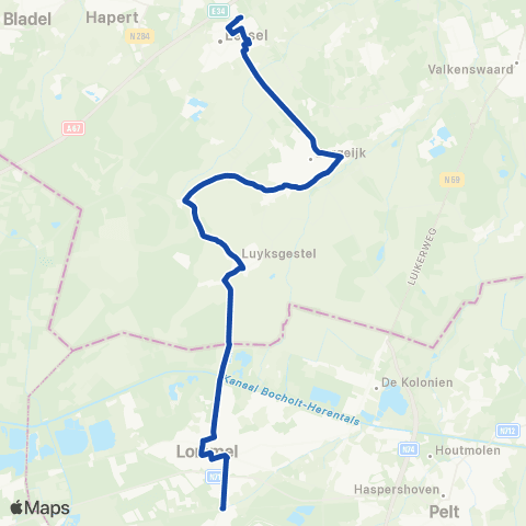 Hermes Eersel - Weebosch - Lommel map