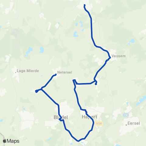 Hermes Middelbeers - Hoogeloon - Hapert - Bladel map