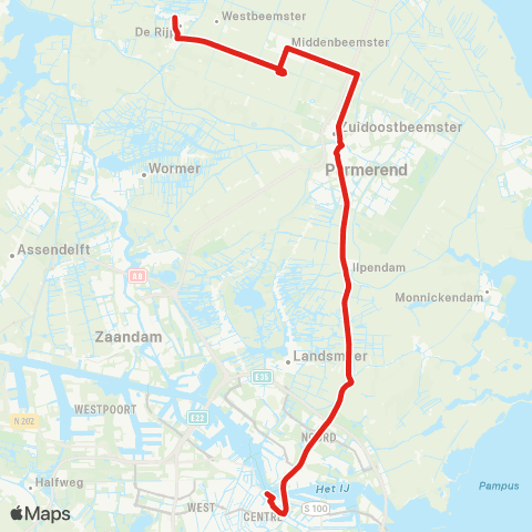 MeerPlus Amsterdam Centraal via Purmerend - De Rijp map