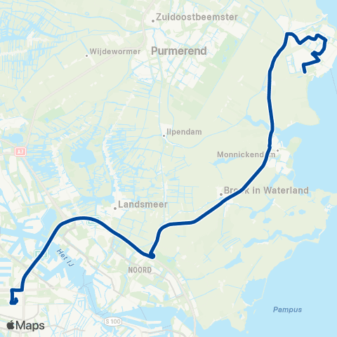 MeerPlus Amsterdam Sloterdijk via Edam - Volendam map