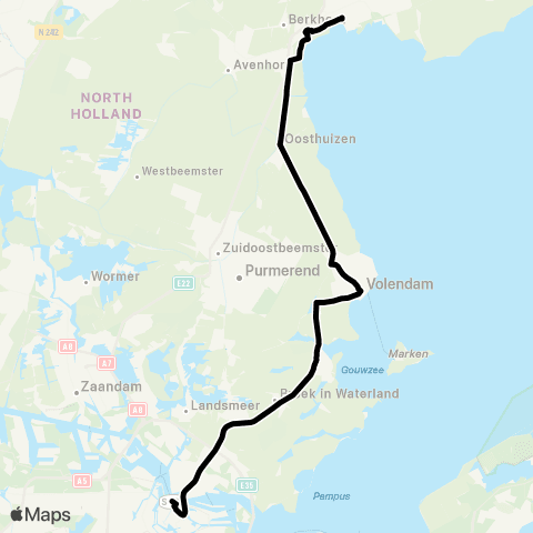 MeerPlus Amsterdam Centraal via Edam - Hoorn map