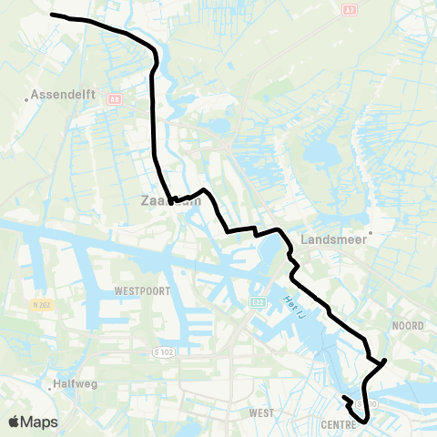 MeerPlus Amsterdam Centraal via Zaandam - Krommenie map