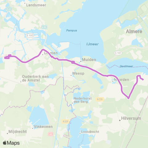Transdev Huizen Busstation - Amsterdam Station Zuid map