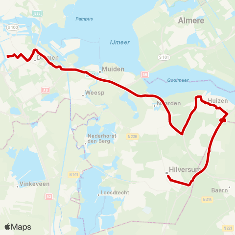 Transdev Amsterdam Amstelstation - Hilversum Station map