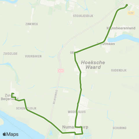 Transdev Zuid-Beijerland - Heinenoord Busstation map