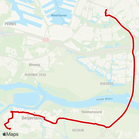 Transdev Oud-Beijerland Zinkweg - Rotterdam Zuidplein map