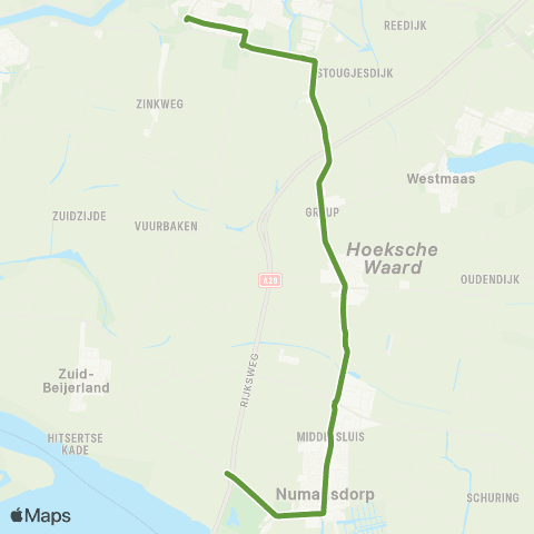 Transdev Oud-Beijerland Zinkweg - Numansdorp Viaduct A29 map