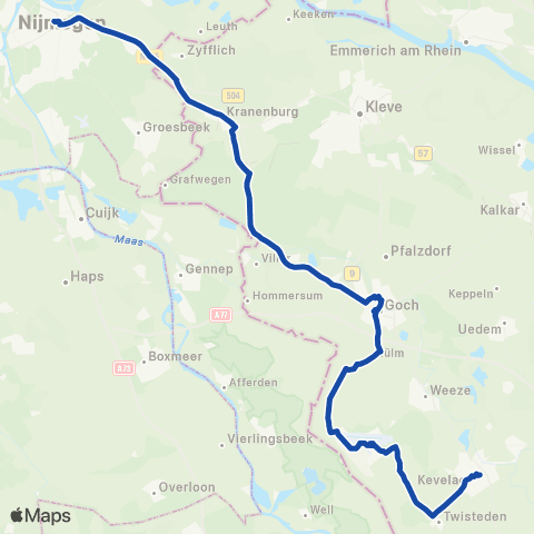 Transdev Kevelaer Bahnhof - Nijmegen Centraal Station map