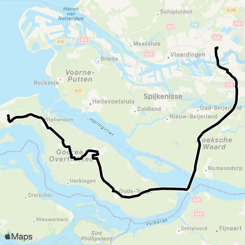 Transdev Rotterdam CS - Dirksland map