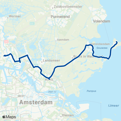 MeerPlus Zaandam via Amsterdam Noord - Marken map