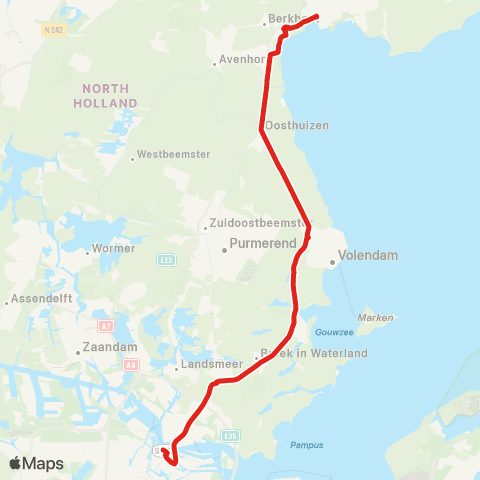 MeerPlus Amsterdam Centraal via Edam - Hoorn map