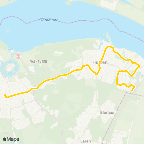 Transdev Bussum - Huizen - Hilversum Station Sportpark map