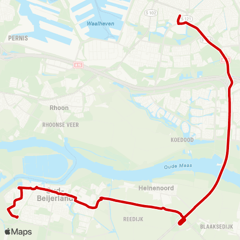 Transdev Oud-Beijerland Zinkweg - Rotterdam Zuidplein map