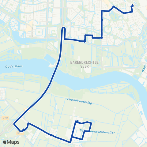 Transdev Barendrecht Station - Heinenoord Witte Boerderij map